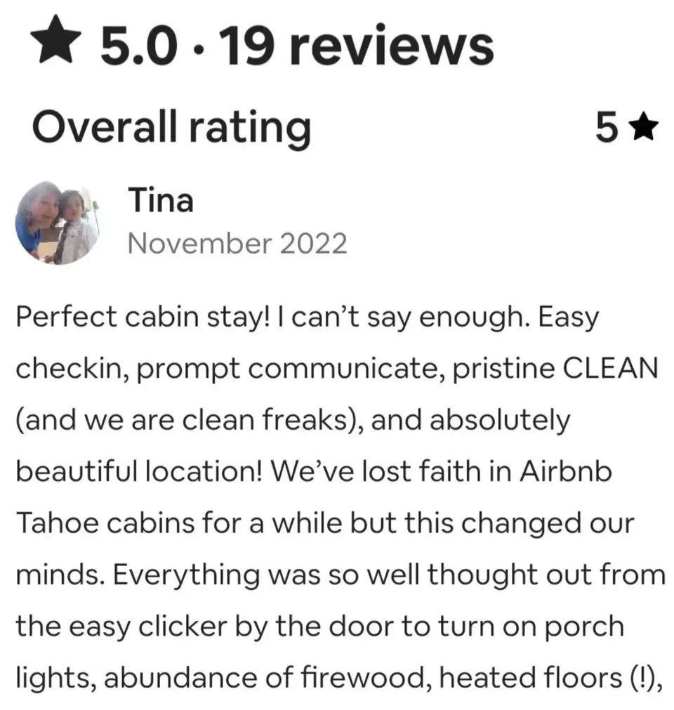 Thank you Tina for such a positive review! We're happy you enjoyed your stay at our Tahoe River Cabin. See you again next year!

#laketahoe #laketahoecabin #tahoesouth #visittahoe #laketahoevacationrentals #markleeville #hopevalleyca #wylderhotelhv #